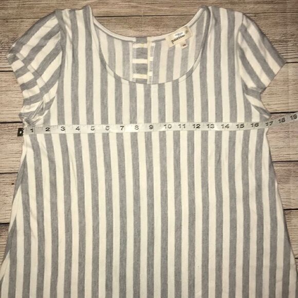Anthro | Puella Gray Stripe Shift Dress - Picture 5 of 6
